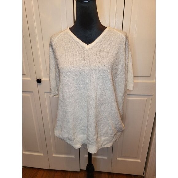 Vintage 90s White Thin Oversized Sweater White Stag XL Minimalist Retro Layering - Picture 1 of 7